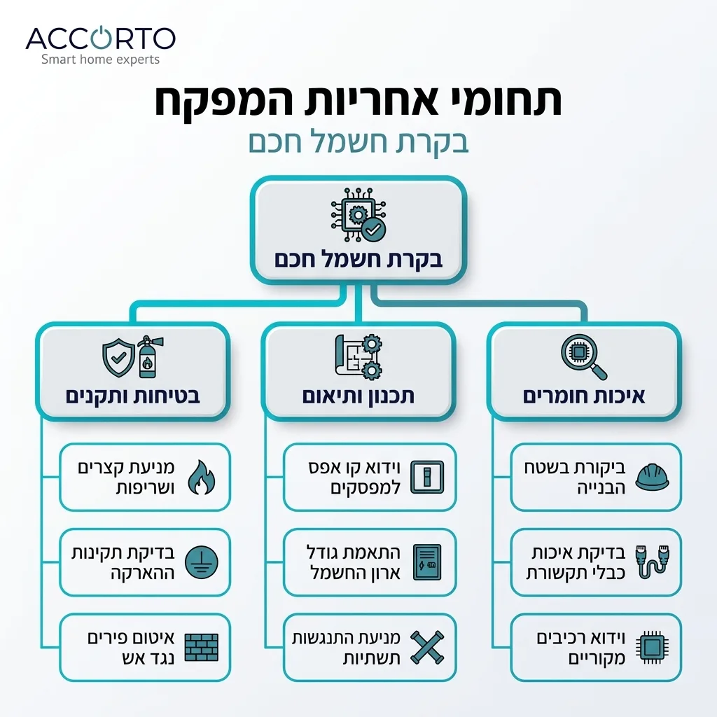 אינפוגרפיקה — תחומי אחריות המפקח: בקרת חשמל חכם